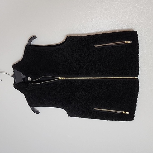 NEW J. Crew Womens Sherpa Vest Gold Zippers Teddy Bear Comfy Jacket Preppy Chic - Picture 6 of 10